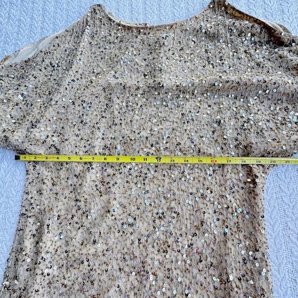 Stunning Cache Sequined Golden Mini Dress - Size 4 - Picture 7 of 9